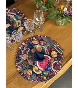 Americano dupla face coleo exclusiva Frutas para decorao de mesa posta.