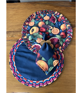 Americano dupla face coleo exclusiva Frutas para decorao de mesa posta.