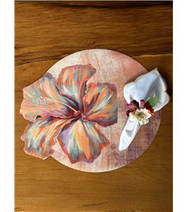 Jogo americano com estampa digital de Hibisco para decorao de mesa posta 