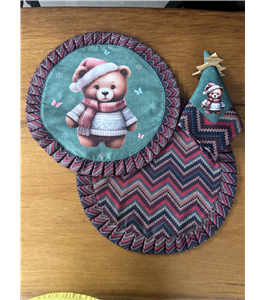 Guardanapo de urso de Natal em linho para decorao de mesa posta 