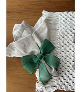 Porta guardanapo de lao verde para decorao de mesa posta de Natal 