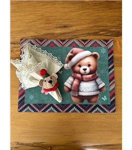 Porta guardanapo urso de Natal em croch para decorao de mesa posta 